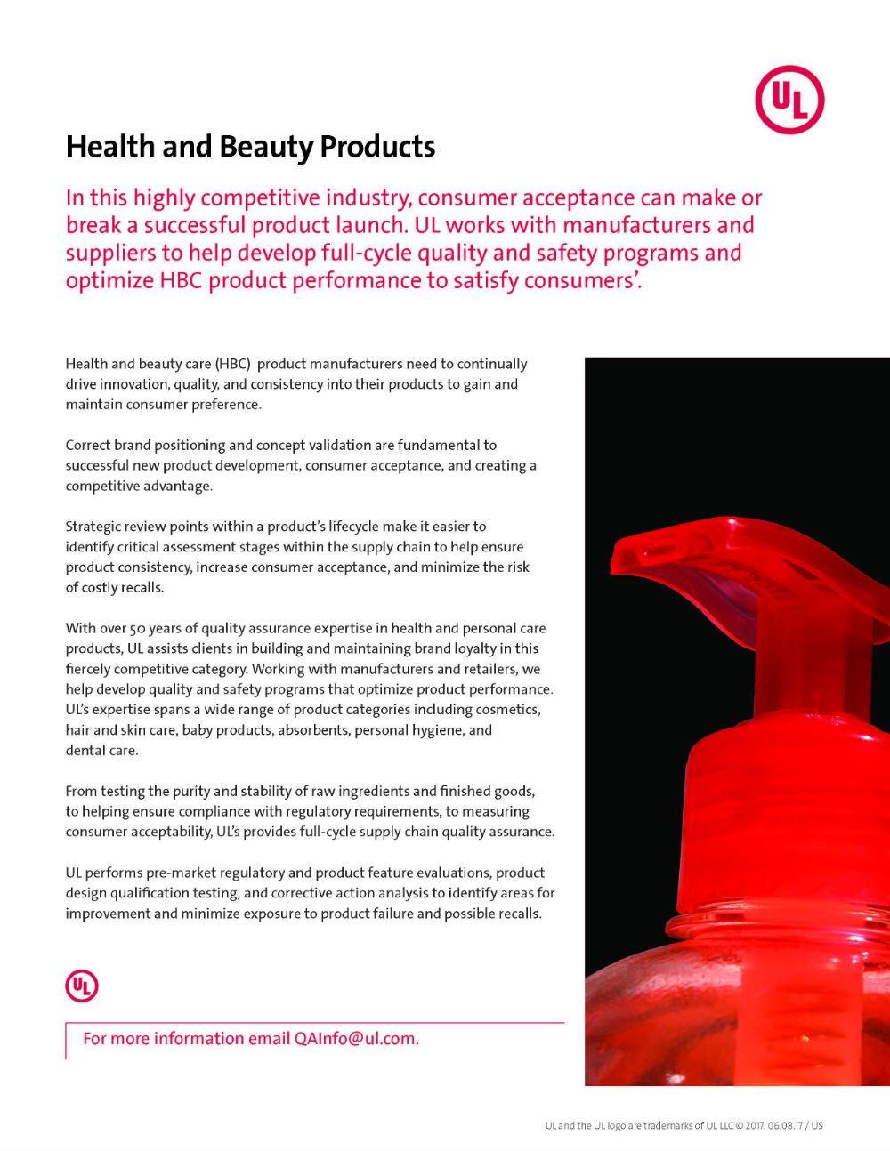 Us Personal Care Manufacturer's Logo - Health and Beauty Product Quality Assurance Services | UL