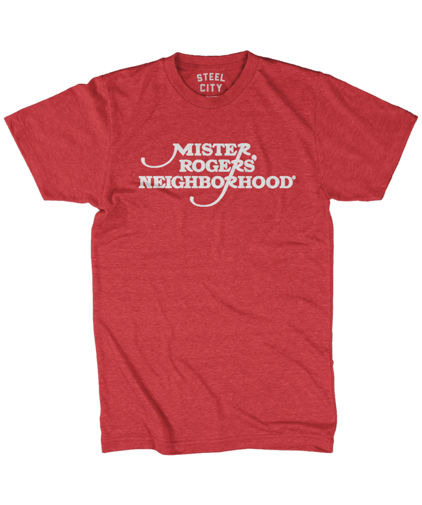 Red Steel Logo - Mister Rogers' Neighborhood Logo - Red | Steel City | Mr. Rogers Tee ...
