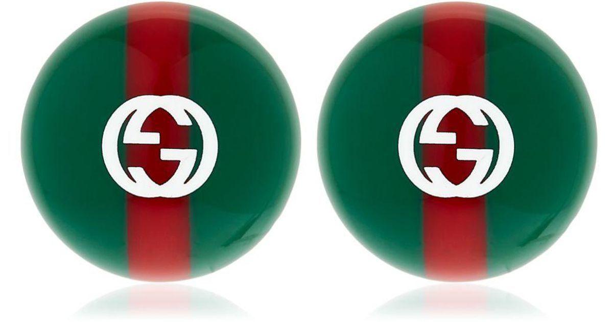 Red and Green Gucci Logo - Lyst - Gucci Vintage Web & Logo Earrings in Green