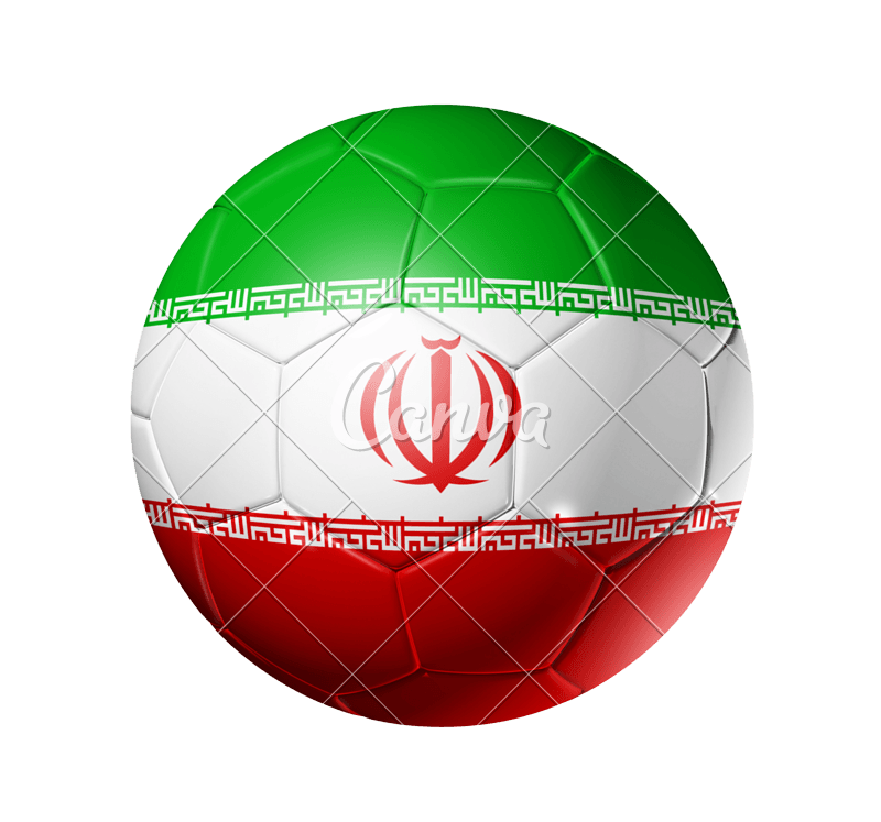 Green and Red Soccer Logo - Soccer Football Ball with Iran Flag