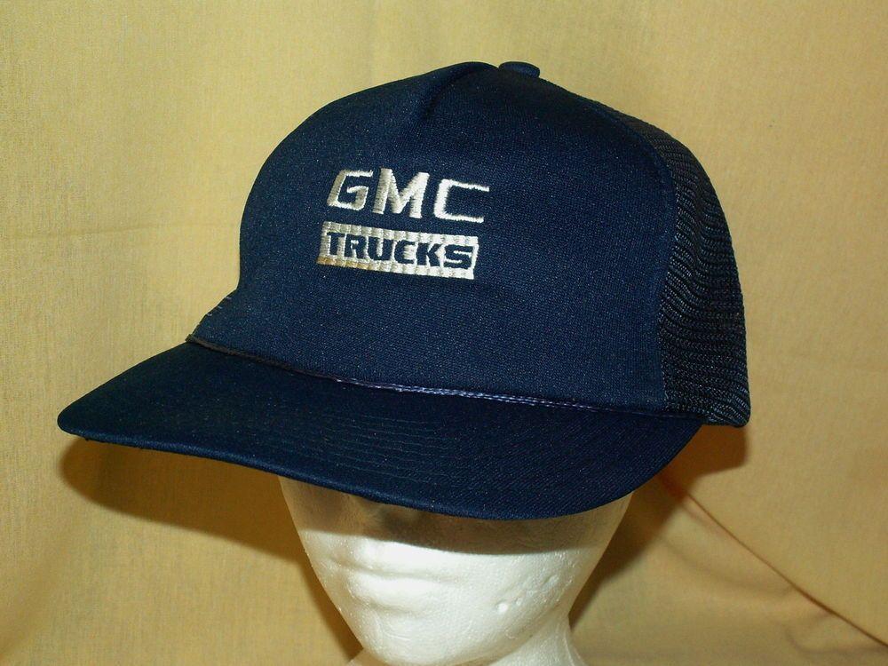 Navy GMC Logo - GMC TRUCKS HAT VINTAGE FOAM NAVY BLUE SUMMER MESH ADJ SNAPBACK USED ...