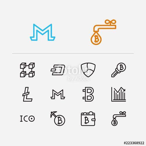 Blockchain App Logo - Blockchain icons set. Coin faucet and blockchain icons with stock ...