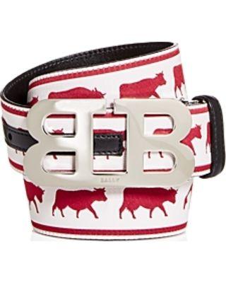 Bally Cow Logo - BIG Deal on Bally Mirror B Buckle Reversible Cow Print Belt