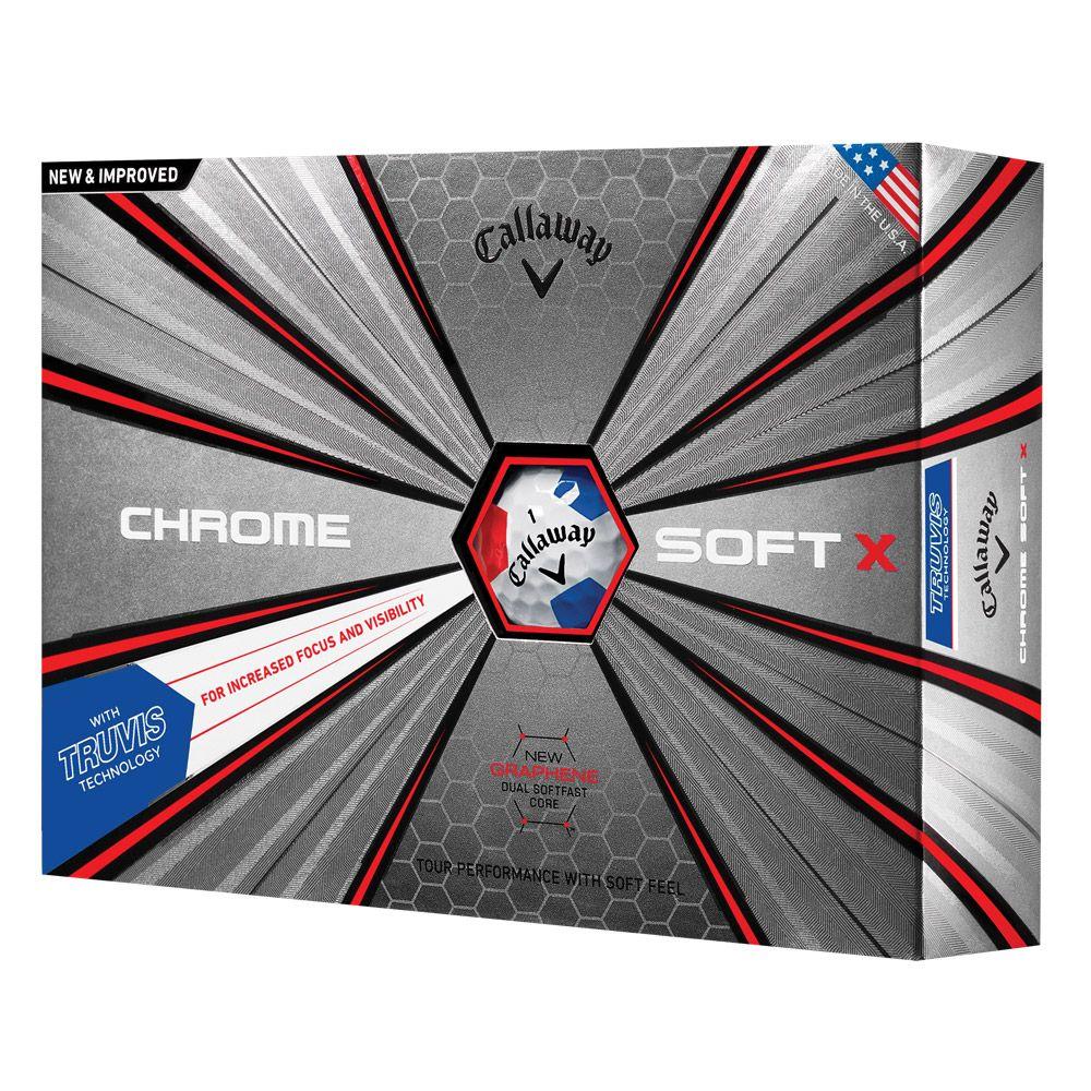 Blue and Red X Logo - Callaway Chrome Soft X Truvis White Red Blue Golf Balls 642405512