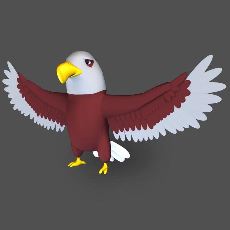 Red Eagle 3D Logo - Cartoon eagle 3D model - TurboSquid 1254342