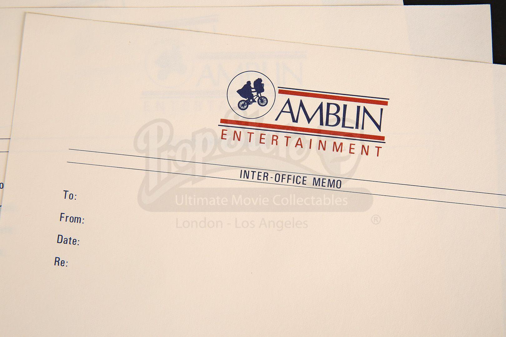 Amblin Entertainment Logo - Set Of Amblin Entertainment Inter Office Memo Sheets. Prop Store