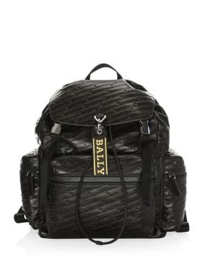 Bally Cow Logo - Bally Men'S Logo-Embossed Flap-Top Leather Backpack In Black | ModeSens