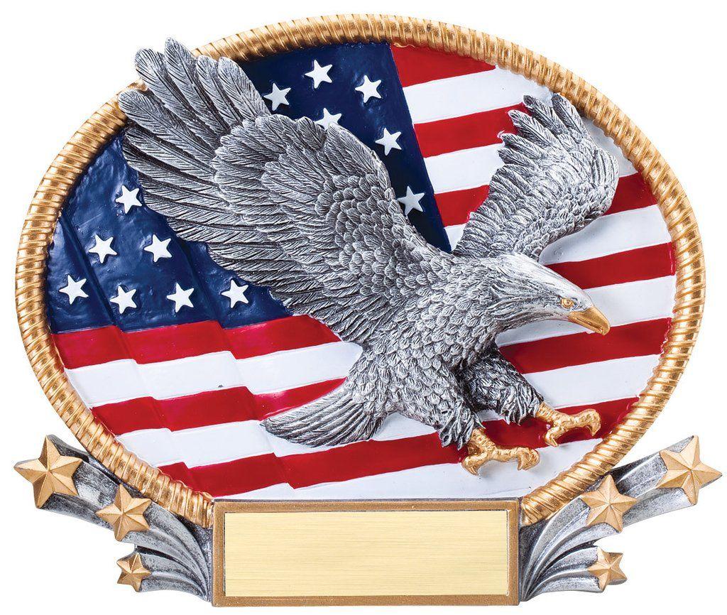 Red Eagle 3D Logo - Eagle 3D Resin Oval with American Flag – TL's Trophies & Collectibles