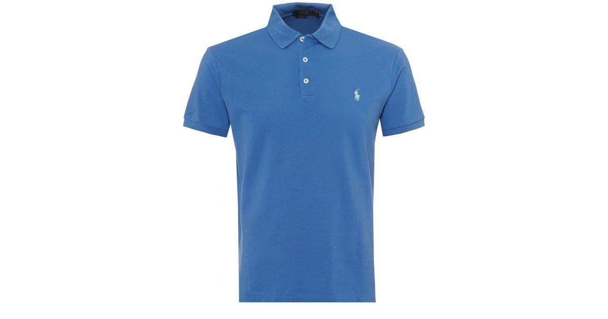 Blue Polo Logo - Ralph Lauren Mesh Polo Shirt, Embroidered Logo Blue Polo in Blue