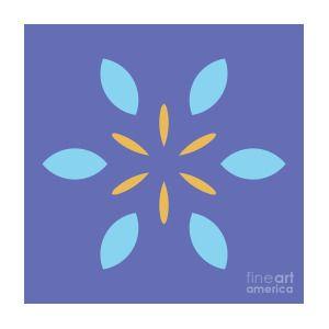 Blue Square Yellow Oval Logo - Mini Mandala Blue Square Yellow Abstract Flower Digital Art