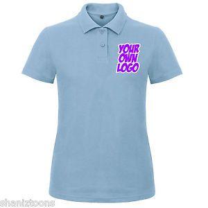 Blue Polo Logo - Ladies Womens Light Blue Polo T Shirt Bulk Buy x3 Personalised ...