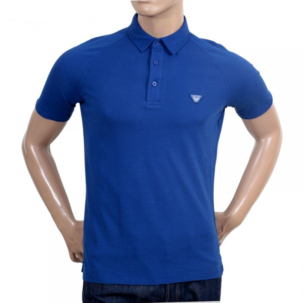 Blue Polo Logo - Blue Polo Shirt with Raglan Sleeves from Armani Jeans