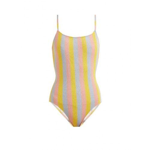 Blue Square Yellow Oval Logo - Solid & Striped Women's The Nina striped swimsuit Yellow pink and ...