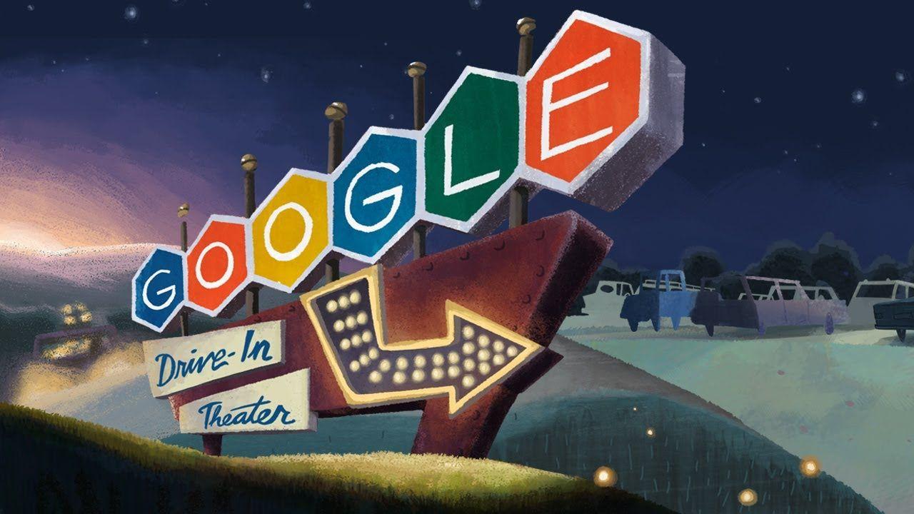 Google's 1st Logo - Doodle for the 79th Anniversary of the 1st Drive-In Movie Theater ...