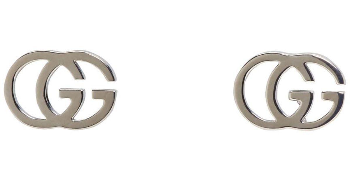 Silver and Gold Logo - Gucci White Gold Logo Tissue Earrings in Metallic
