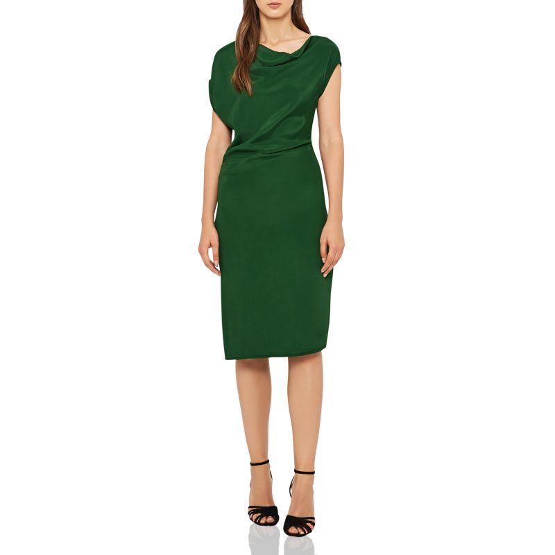 Green Clothing and Apparel Logo - Factory Store REISS Lore Asymmetric Draped Dress Dark Green ...