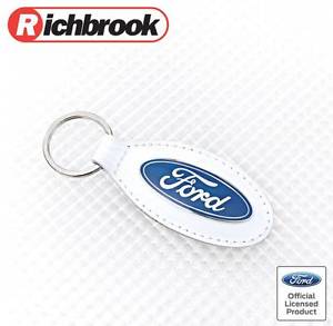 Official Ford Logo - Richbrook Official Licensed Genuine Ford Logo White Leather Car Key