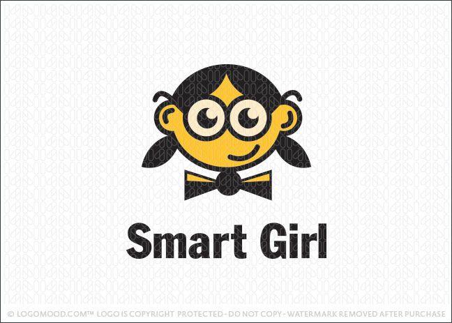 Girl Cartoon Logo - Readymade Logos Smart Girl Nerd