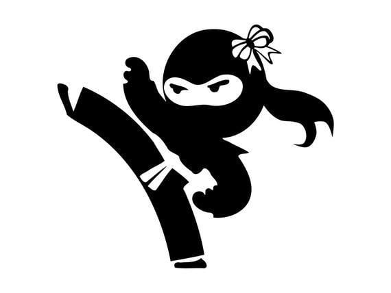 Girl Cartoon Logo - Ninja Girl Svg 2 Ninja Svg Girls Room Silhouette Cartoon | Etsy