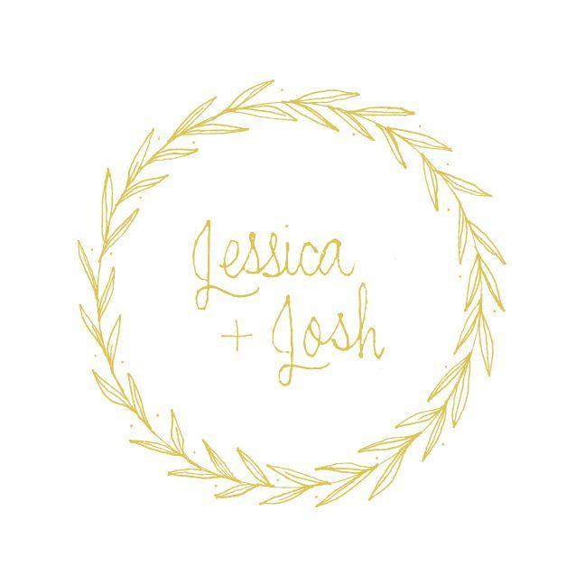 Gold Wedding Logo - Jessica & Josh wedding logo June Letters Blog #laurel #gold #wedding ...