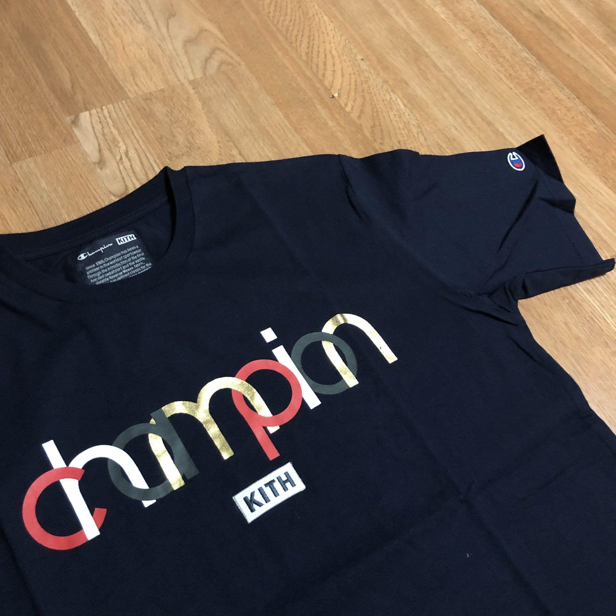 Kith Blue Logo - Kith x Champion - Double Logo Tee – KICKS 'N' STEEZ