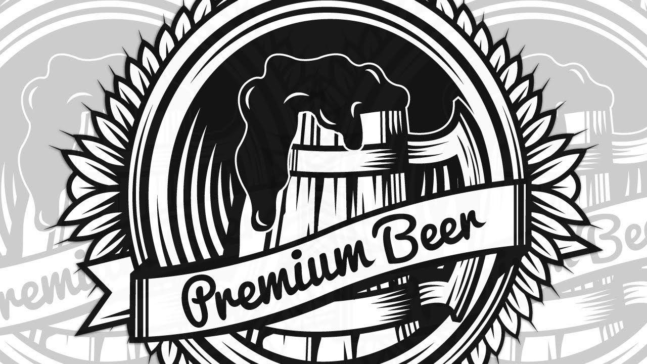 Vintage Black and White Logo - Premium Beer Vintage Illustration.. kieranfivestars