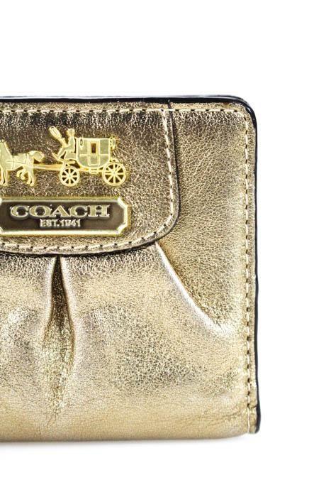 Coach Gold Logo - Coach Gold Metallic Leather Mini Bifold Logo Wallet - Shop Linda's Stuff