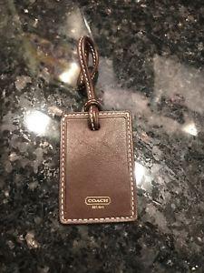 Coach Gold Logo - COACH Luggage Tag Brown with Gold LOGO Leather ID Travel Fob NWOT | eBay