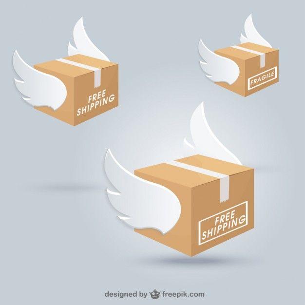 Shipping Box Logo - Shipping boxes with wings Vector | Free Download