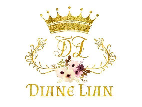 Princess Gold Crown Logo - Custom Logo Design Pink gold Logo flowers crown princess | Etsy