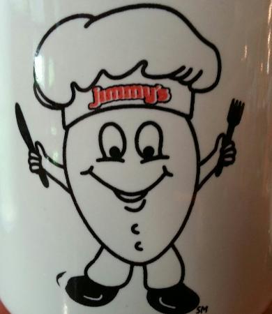 Egg Cartoon Logo - Logo on coffee mug of Jimmy's Egg, Omaha