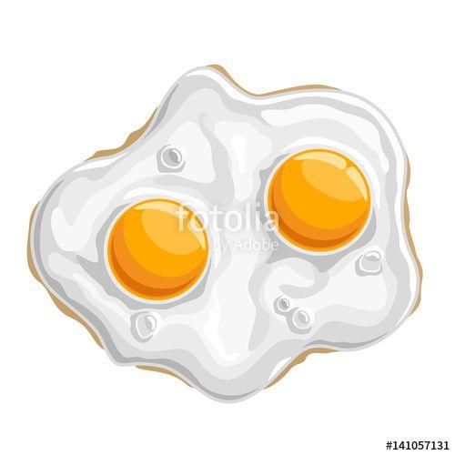 Egg Cartoon Logo - Vector illustration Fried chicken Egg: isolated cooked white protein