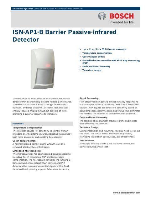 Bosch Security Logo - ISN‑AP1‑B Barrier Passive-infrared Detector - Bosch Security Systems