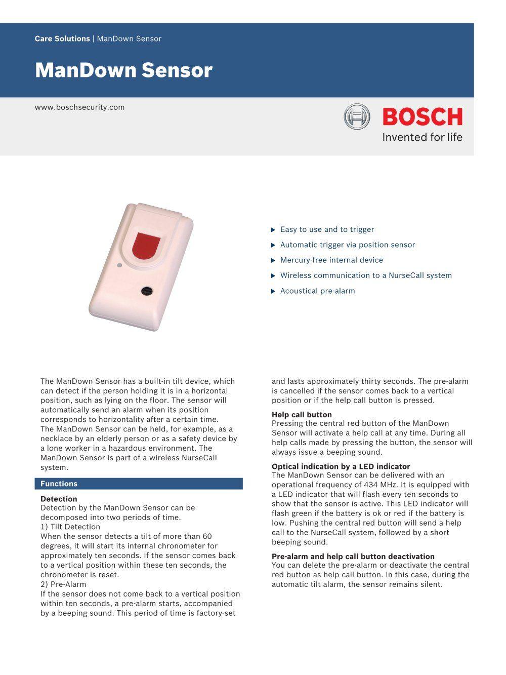 Bosch Security Logo - ManDown Sensor - Bosch Security - PDF Catalogs | Technical Documentation