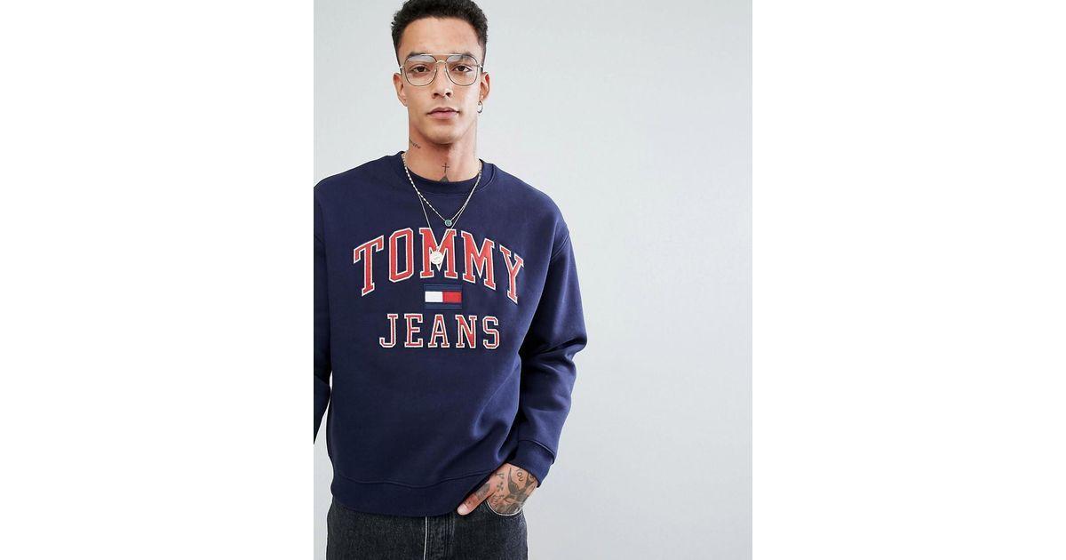 Tommy Jeans Logo - Hilfiger Denim Tommy Jeans 90's Capsule Logo Sweatshirt In Navy in ...