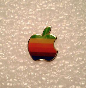 Multi Colored Apple Logo - Vintage Multicolored Apple Logo Lapel Pins / Tie Tack