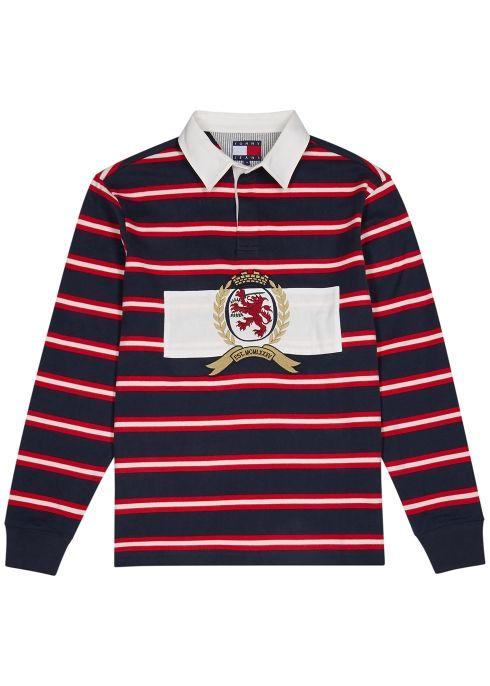 Tommy Jeans Logo - Tommy Jeans Logo-embroidered cotton rugby top - Harvey Nichols