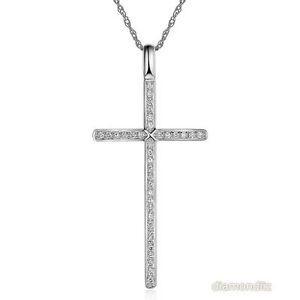 White Gold Cross Logo - Fine 14K White Gold Cross Pendant Necklace Jewelry