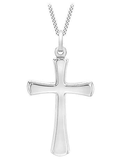 White Gold Cross Logo - Carissima Gold 9ct White Gold Cross Pendant on Curb Chain Necklace ...