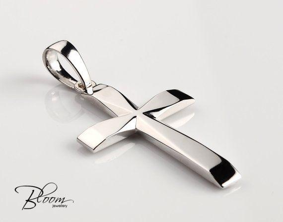 White Gold Cross Logo - Mens Cross Pendant White Gold Cross Necklace Gold Cross