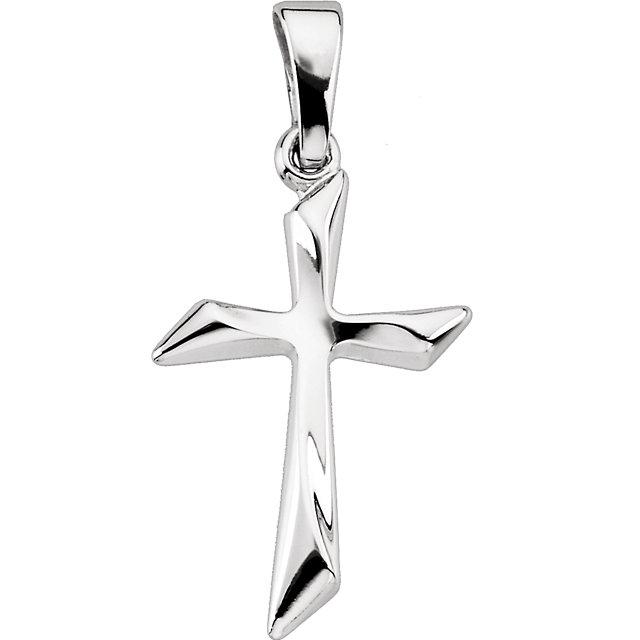 White Gold Cross Logo - White Gold Cross Pendant