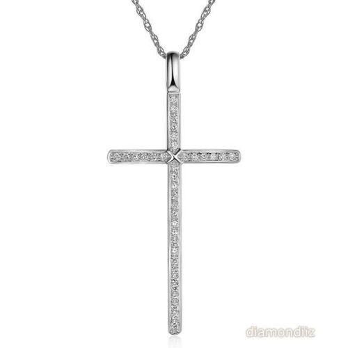 White Gold Cross Logo - Fine 14K White Gold Cross Pendant Necklace Jewelry