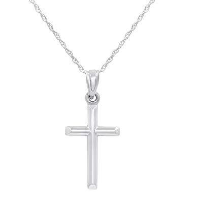 White Gold Cross Logo - 14k White Gold Cross Pendant Necklace on an 18 in. chain