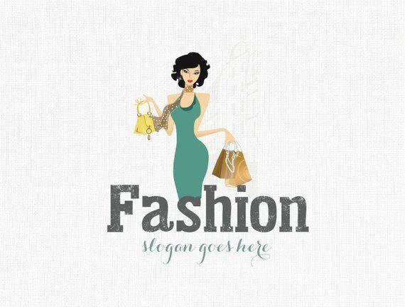 Shopping Logo - Custom Fashion Boutique Logo Design Girl Logo Shopping Logo | Etsy