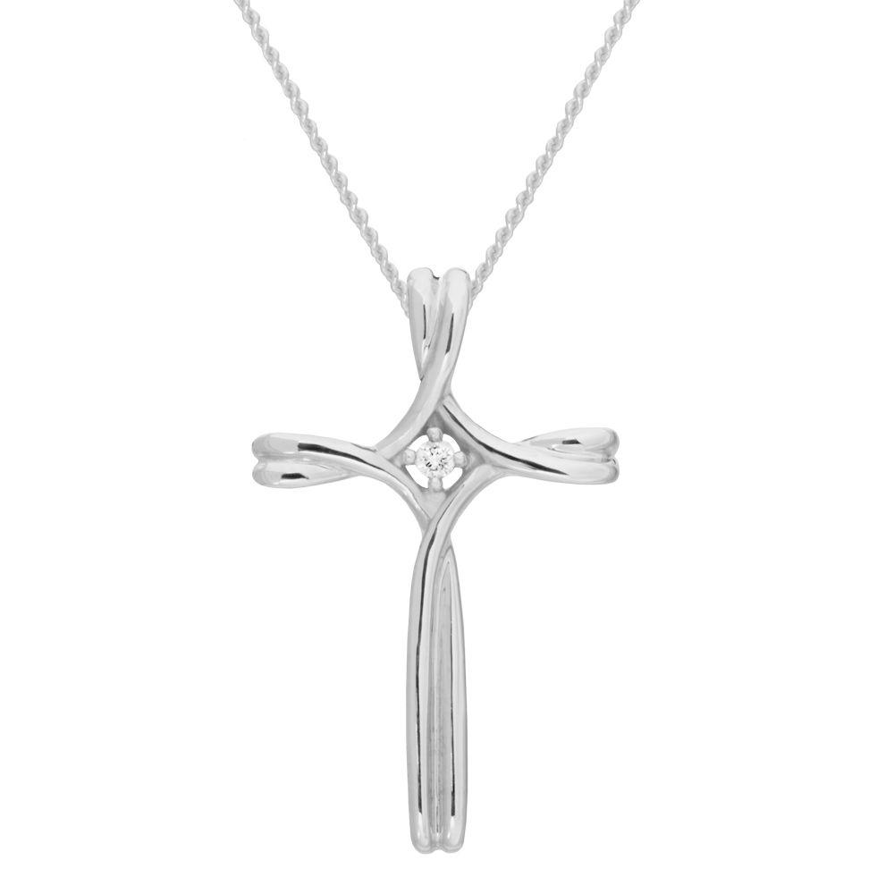 White Gold Cross Logo - 9ct White Gold Diamond Cross Pendant | 0000869 | Beaverbrooks the ...