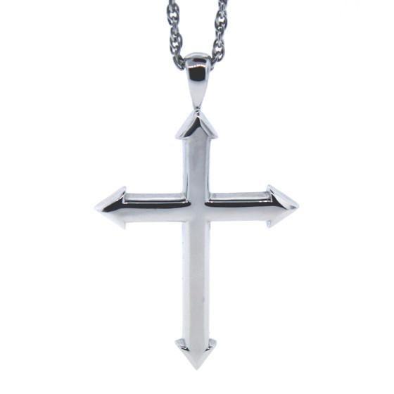 White Gold Cross Logo - 18k White Gold Cross Pendant Archer for Men – Mander Jewelry