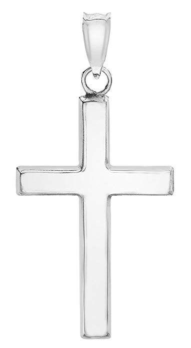 White Gold Cross Logo - Carissima Gold 9ct White Gold Cross Pendant of 2.5cm/1