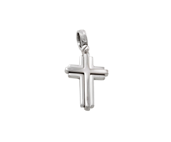 White Gold Cross Logo - St Damien Cross