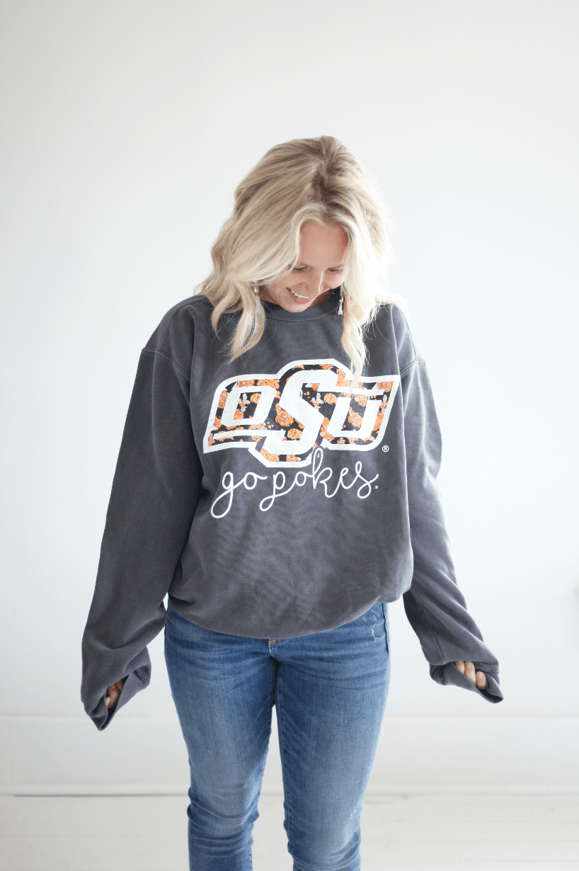 Oklahoma State University Logo - OKLAHOMA STATE UNIVERSITY 2018: Floral Logo - Cotton Sweatshirt ...