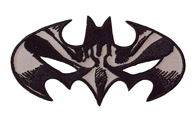 Black and White DC Comics Superhero Logo - DC Comics Batman Mask Black and White Logo Patch: Clothing